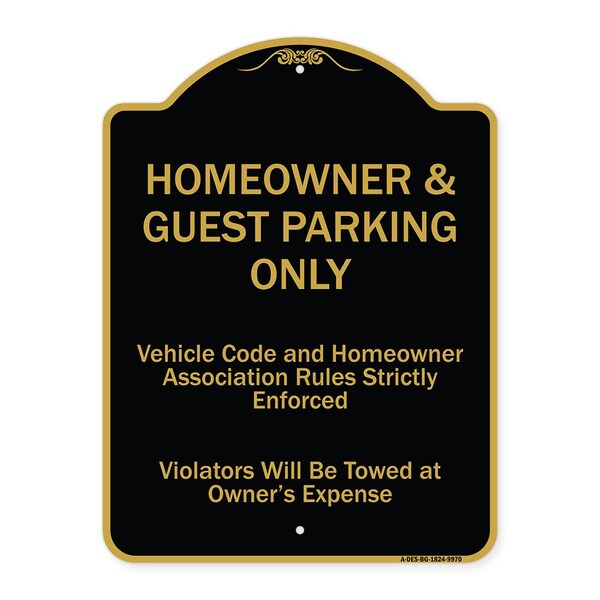 Signmission Designer Series-Homeowner & Guest Parking Only Black & Gold Heavy-Gauge Aluminum A-DES-BG-1824-9970 - main